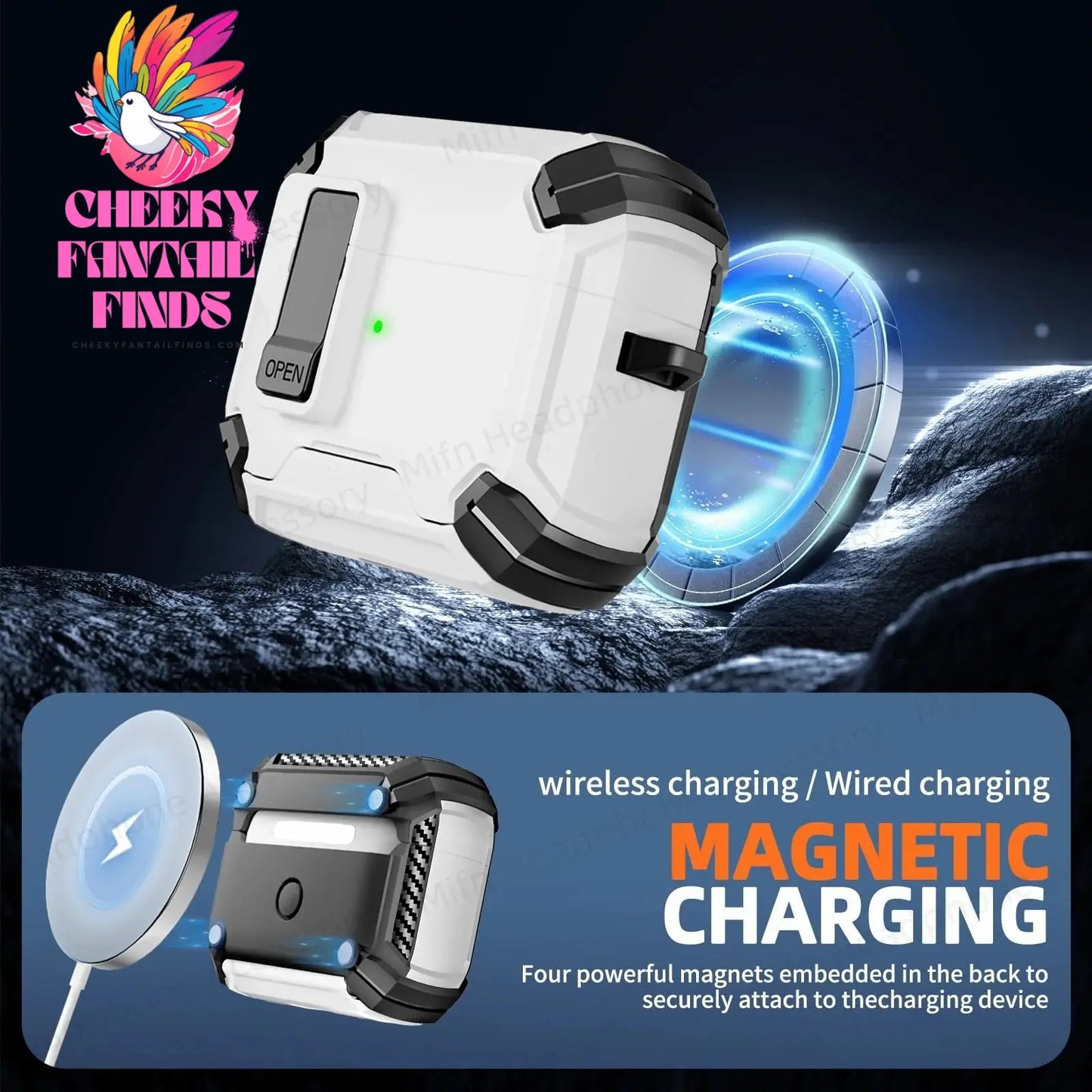 【with Invisible Phone Stand】Secure Lock Case for AirPods Pro Case Cover Magnetic Case For Apple AirPod 4 Wireless Charing Case Cheeky Fantail Finds