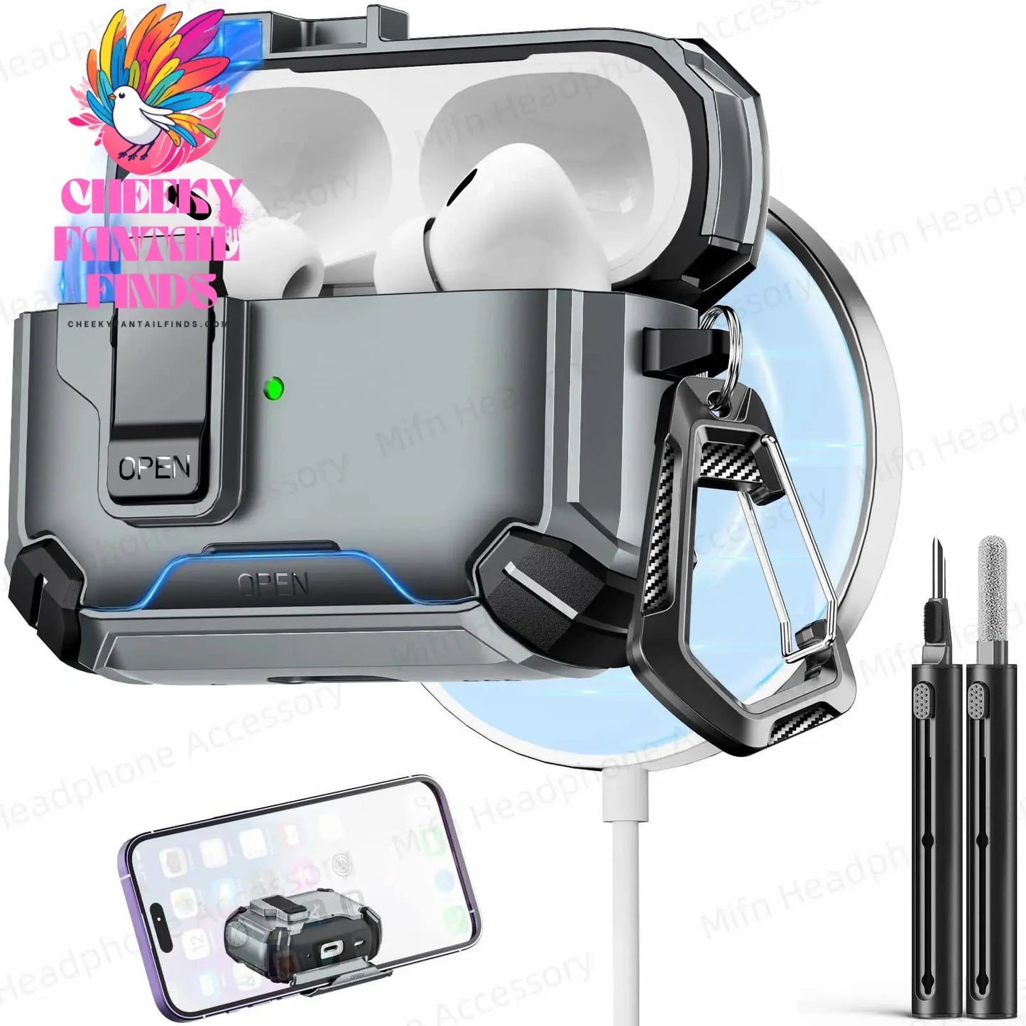 【with Invisible Phone Stand】Secure Lock Case for AirPods Pro Case Cover Magnetic Case For Apple AirPod 4 Wireless Charing Case Cheeky Fantail Finds