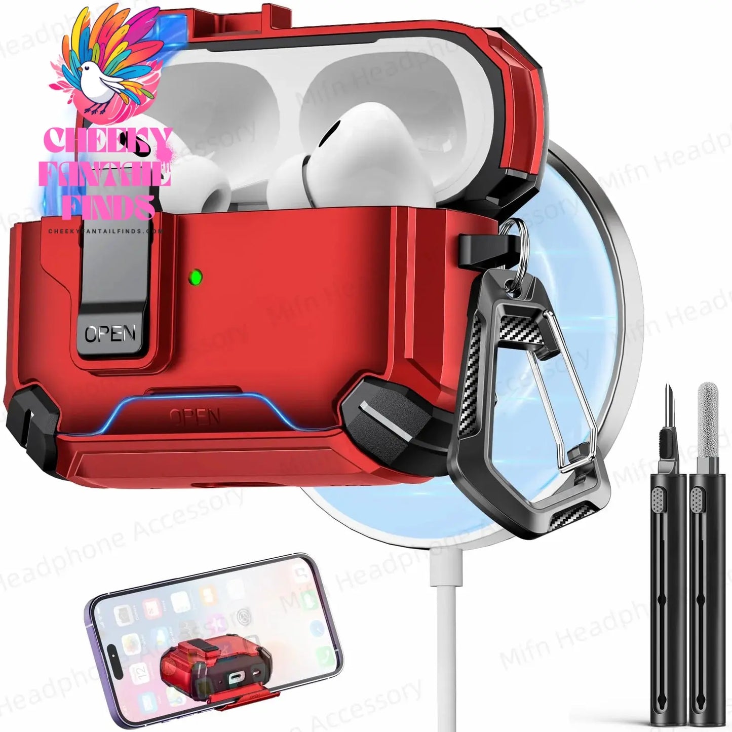 【with Invisible Phone Stand】Secure Lock Case for AirPods Pro Case Cover Magnetic Case For Apple AirPod 4 Wireless Charing Case Cheeky Fantail Finds