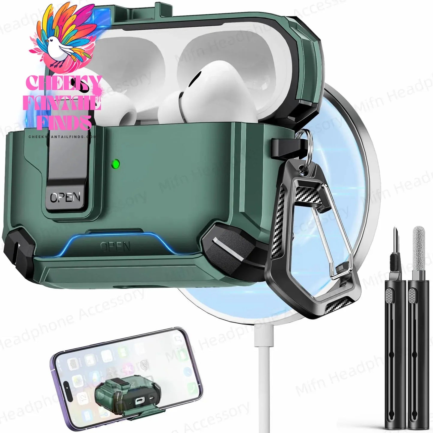 【with Invisible Phone Stand】Secure Lock Case for AirPods Pro Case Cover Magnetic Case For Apple AirPod 4 Wireless Charing Case Cheeky Fantail Finds