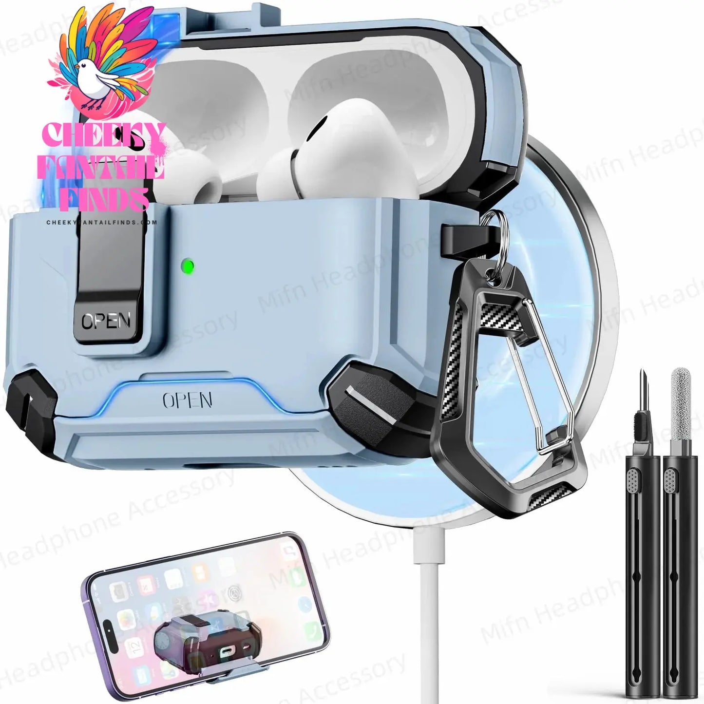 【with Invisible Phone Stand】Secure Lock Case for AirPods Pro Case Cover Magnetic Case For Apple AirPod 4 Wireless Charing Case Cheeky Fantail Finds