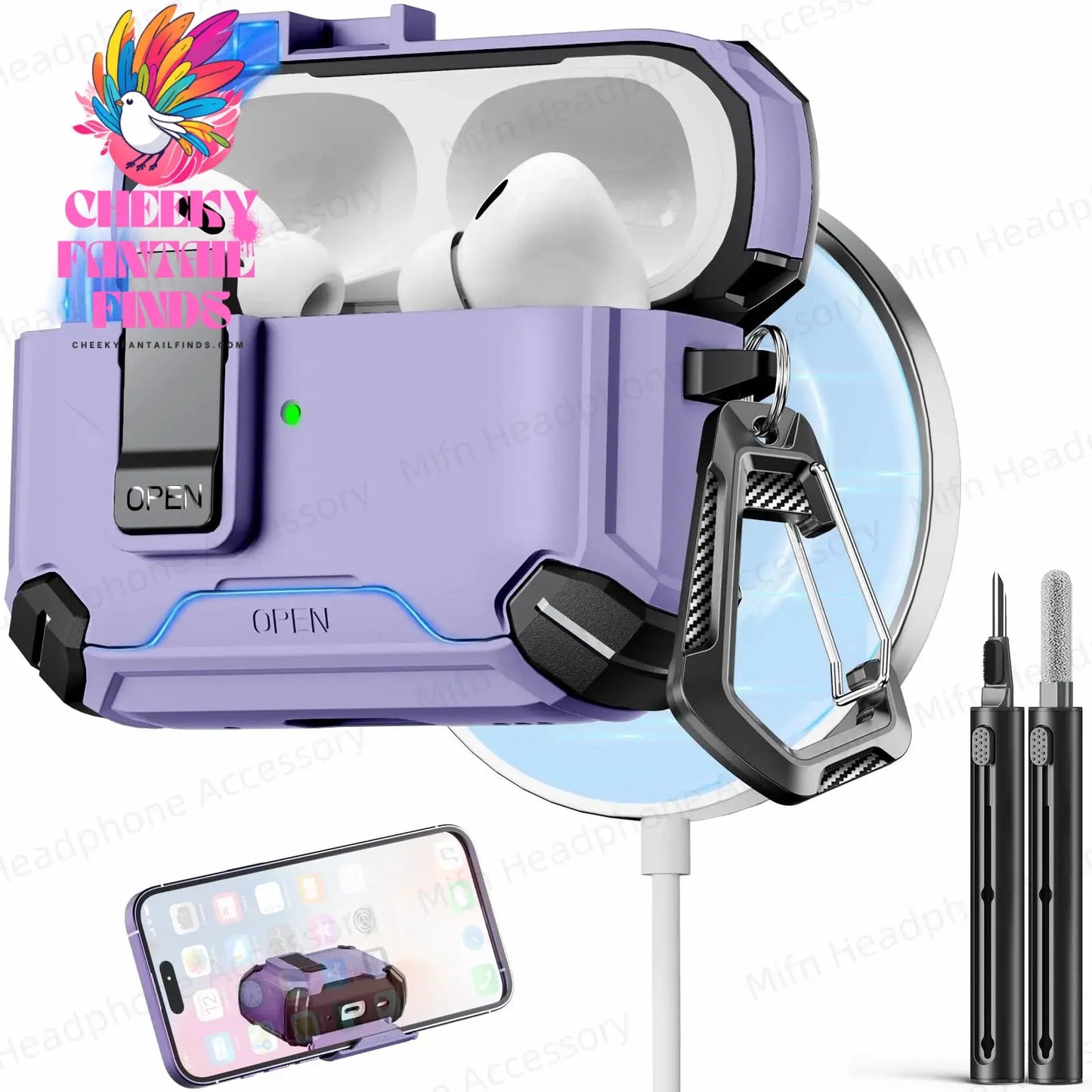 【with Invisible Phone Stand】Secure Lock Case for AirPods Pro Case Cover Magnetic Case For Apple AirPod 4 Wireless Charing Case Cheeky Fantail Finds