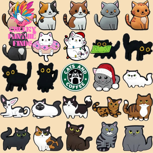 1/100pcs Cat Pin for Shoe Sphinx Orange Cat Black Cat Cute Shoe Charms for Women Girl Kids Sandal Accessories Buckle Decorations - Cheeky Fantail Finds