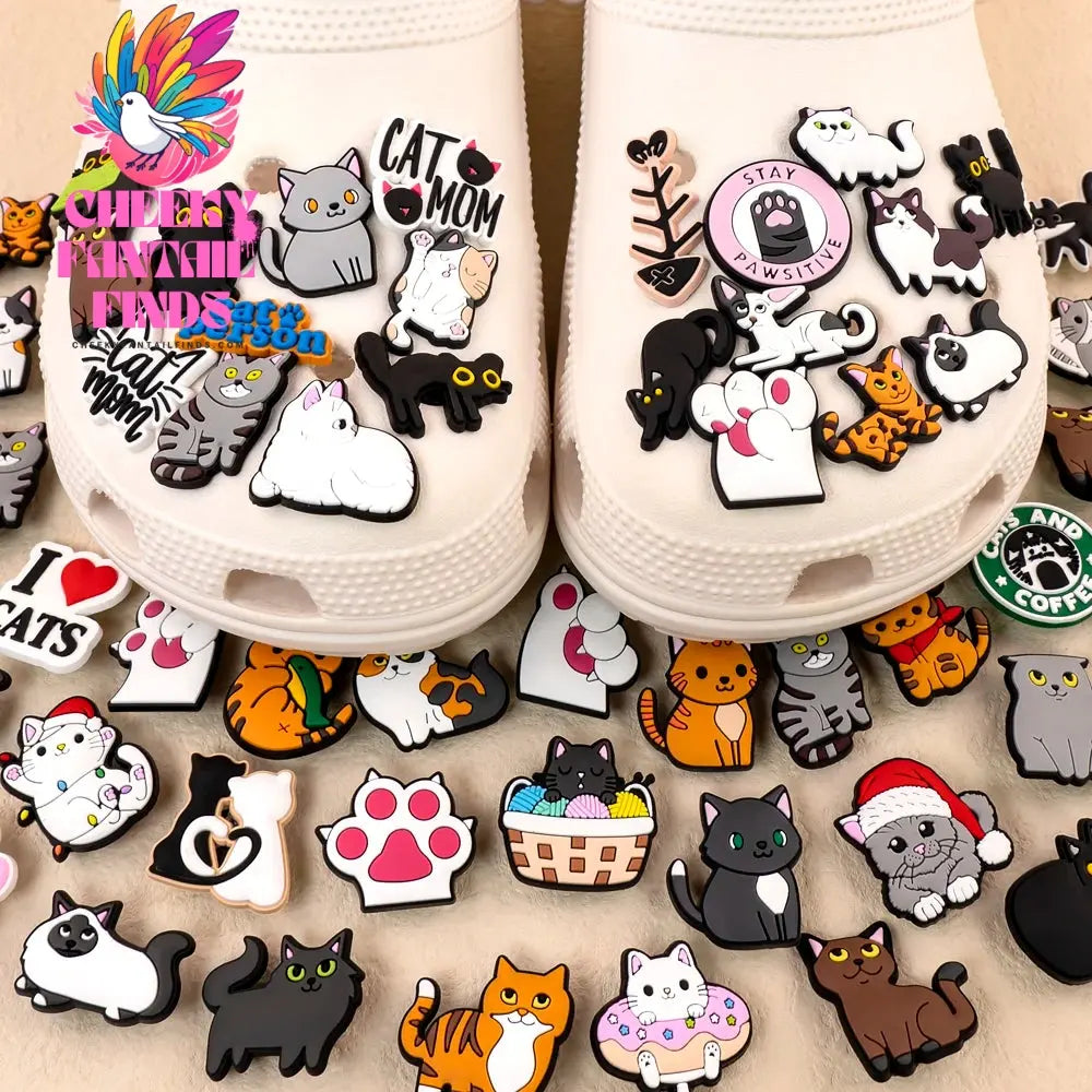 1/100pcs Cat Pin for Shoe Sphinx Orange Cat Black Cat Cute Shoe Charms for Women Girl Kids Sandal Accessories Buckle Decorations - Cheeky Fantail Finds