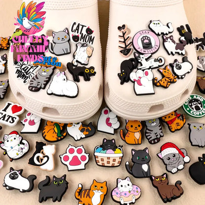 1/100pcs Cat Pin for Shoe Sphinx Orange Cat Black Cat Cute Shoe Charms for Women Girl Kids Sandal Accessories Buckle Decorations - Cheeky Fantail Finds