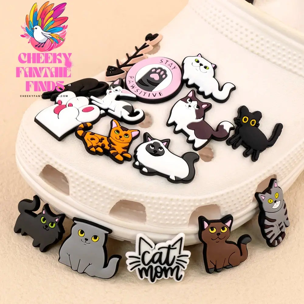 1/100pcs Cat Pin for Shoe Sphinx Orange Cat Black Cat Cute Shoe Charms for Women Girl Kids Sandal Accessories Buckle Decorations - Cheeky Fantail Finds
