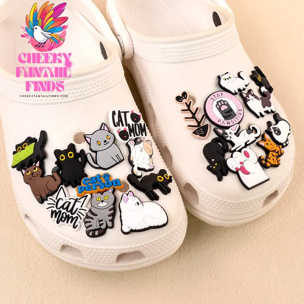 1/100pcs Cat Pin for Shoe Sphinx Orange Cat Black Cat Cute Shoe Charms for Women Girl Kids Sandal Accessories Buckle Decorations - Cheeky Fantail Finds