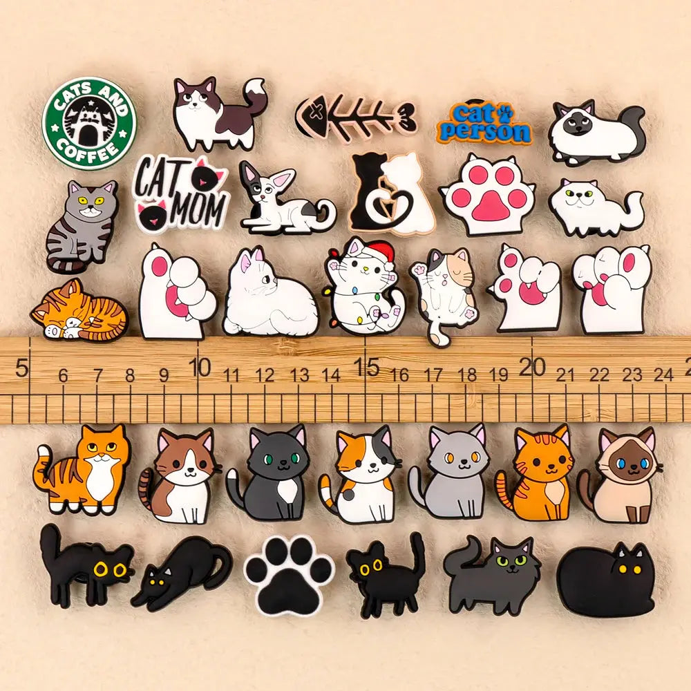 1/100pcs Cat Pin for Shoe Sphinx Orange Cat Black Cat Cute Shoe Charms for Women Girl Kids Sandal Accessories Buckle Decorations - Cheeky Fantail Finds