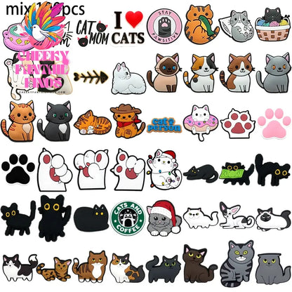 1/100pcs Cat Pin for Shoe Sphinx Orange Cat Black Cat Cute Shoe Charms for Women Girl Kids Sandal Accessories Buckle Decorations - Cheeky Fantail Finds