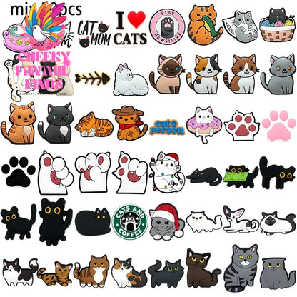 1/100pcs Cat Pin for Shoe Sphinx Orange Cat Black Cat Cute Shoe Charms for Women Girl Kids Sandal Accessories Buckle Decorations - Cheeky Fantail Finds