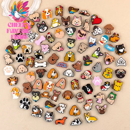 1/100pcs Dog Pin for Shoe Corgi Bulldog Dachshund Chenery Dog Shoe Charms for Kids Women Men Buckle Sandal Accessories Ornament - Cheeky Fantail Finds