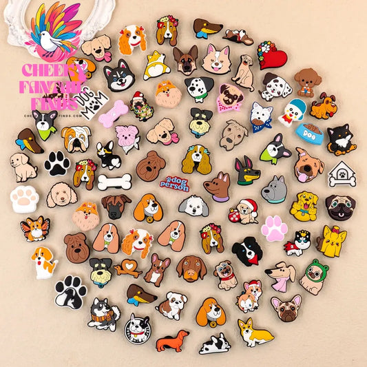1/100pcs Dog Pin for Shoe Corgi Bulldog Dachshund Chenery Dog Shoe Charms for Kids Women Men Buckle Sandal Accessories Ornament - Cheeky Fantail Finds