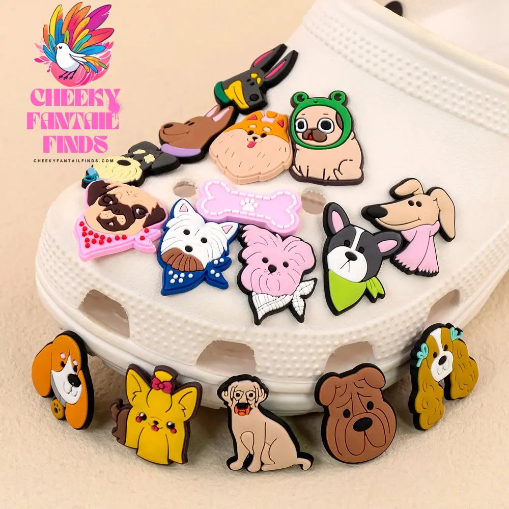 1/100pcs Dog Pin for Shoe Corgi Bulldog Dachshund Chenery Dog Shoe Charms for Kids Women Men Buckle Sandal Accessories Ornament - Cheeky Fantail Finds