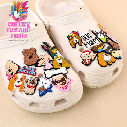 1/100pcs Dog Pin for Shoe Corgi Bulldog Dachshund Chenery Dog Shoe Charms for Kids Women Men Buckle Sandal Accessories Ornament - Cheeky Fantail Finds