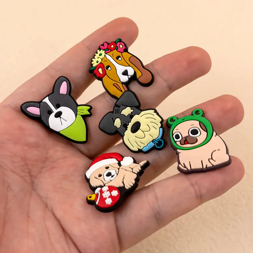 1/100pcs Dog Pin for Shoe Corgi Bulldog Dachshund Chenery Dog Shoe Charms for Kids Women Men Buckle Sandal Accessories Ornament - Cheeky Fantail Finds