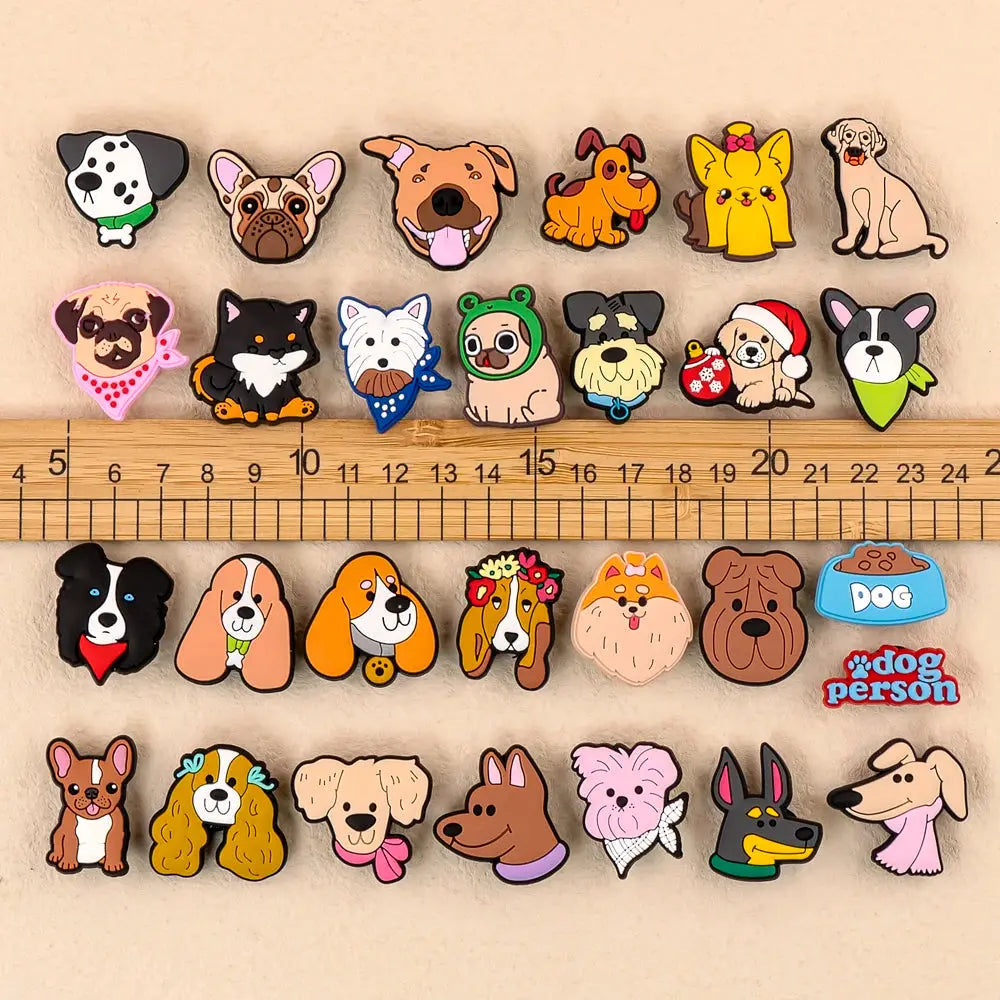 1/100pcs Dog Pin for Shoe Corgi Bulldog Dachshund Chenery Dog Shoe Charms for Kids Women Men Buckle Sandal Accessories Ornament - Cheeky Fantail Finds