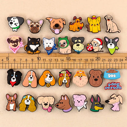1/100pcs Dog Pin for Shoe Corgi Bulldog Dachshund Chenery Dog Shoe Charms for Kids Women Men Buckle Sandal Accessories Ornament - Cheeky Fantail Finds