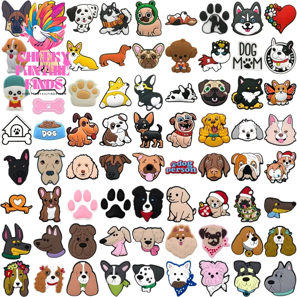 1/100pcs Dog Pin for Shoe Corgi Bulldog Dachshund Chenery Dog Shoe Charms for Kids Women Men Buckle Sandal Accessories Ornament - Cheeky Fantail Finds