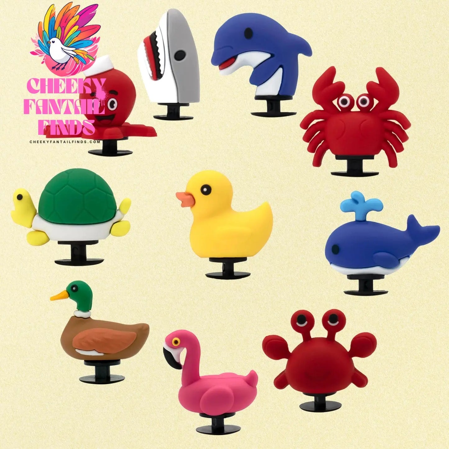 1/10pcs 3D Cute Sharks Whales Shoe Charms for Women Squid Crab Turtle Shoe Decoration Accessories Duck Mallard Pin Clog for Kids Cheeky Fantail Finds