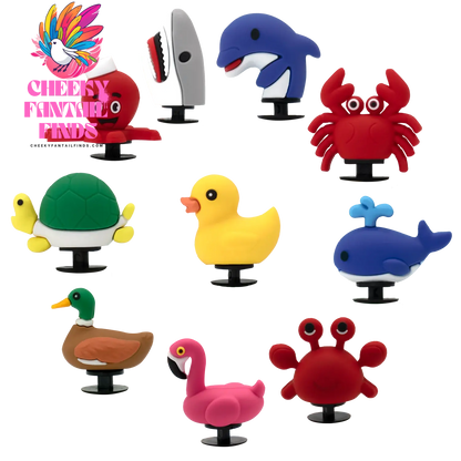 1/10pcs 3D Cute Sharks Whales Shoe Charms for Women Squid Crab Turtle Shoe Decoration Accessories Duck Mallard Pin Clog for Kids Cheeky Fantail Finds