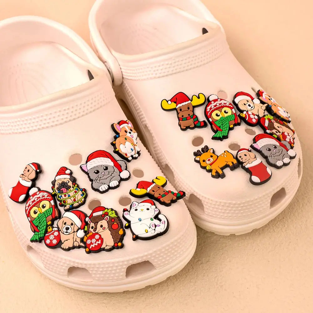 1/10pcs Christmas Animal Pins for Kids Men Women Shoe Charms Xmas Hat Deer Cat Dog Party Accessories Shoe Decorations Buckle - Cheeky Fantail Finds