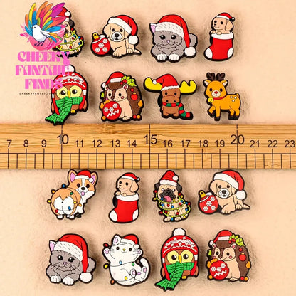 1/10pcs Christmas Animal Pins for Kids Men Women Shoe Charms Xmas Hat Deer Cat Dog Party Accessories Shoe Decorations Buckle - Cheeky Fantail Finds