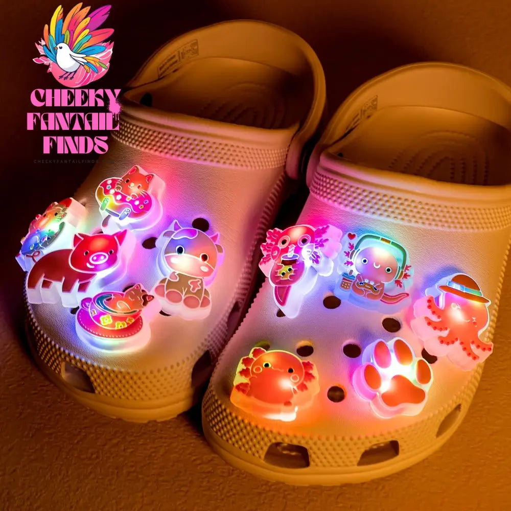 1/10pcs LED Pins for Kids Christmas Hat Tree Santa Lighted Charms Accessories Decorations Buckle Ornament Boy Girl Shoe Charm - Cheeky Fantail Finds