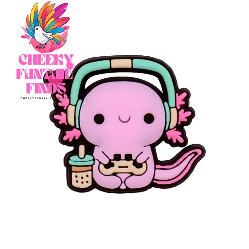 1/10pcs PVC Funny Salamander Shoe Charms Cartoon Pink Animal Shoe Decorations Pins for Women Girl Kids Sandal Accessories Gifts - Cheeky Fantail Finds
