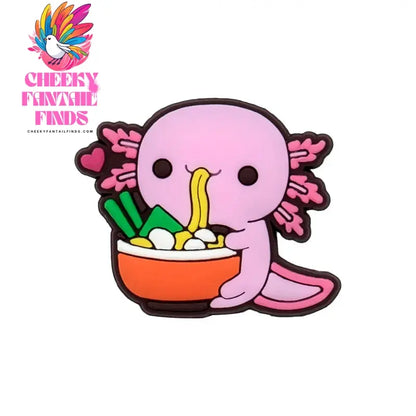 1/10pcs PVC Funny Salamander Shoe Charms Cartoon Pink Animal Shoe Decorations Pins for Women Girl Kids Sandal Accessories Gifts - Cheeky Fantail Finds