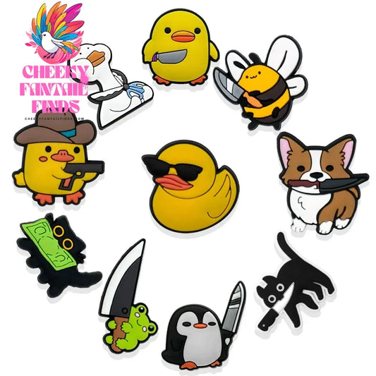 1/10pcs Penguin Frog Shoe Decoration Accessories Cute Duck Cat Dog Shoe Charms Pin Clog Garden Sandals for Kids Gift - Cheeky Fantail Finds