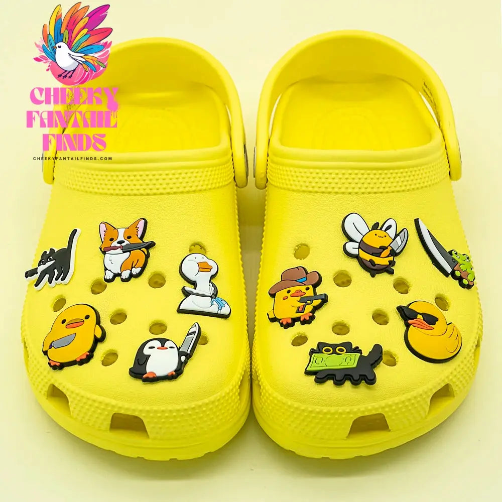 1/10pcs Penguin Frog Shoe Decoration Accessories Cute Duck Cat Dog Shoe Charms Pin Clog Garden Sandals for Kids Gift - Cheeky Fantail Finds