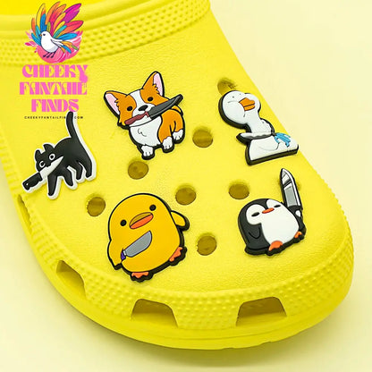1/10pcs Penguin Frog Shoe Decoration Accessories Cute Duck Cat Dog Shoe Charms Pin Clog Garden Sandals for Kids Gift - Cheeky Fantail Finds