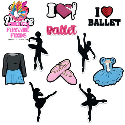 1/11pcs Ballet Shoe Charms for Women Girl Pink Pins Ballet Skirt Shoe Decorations for Dancer Sandal Accessories Ornament Buckle - Cheeky Fantail Finds