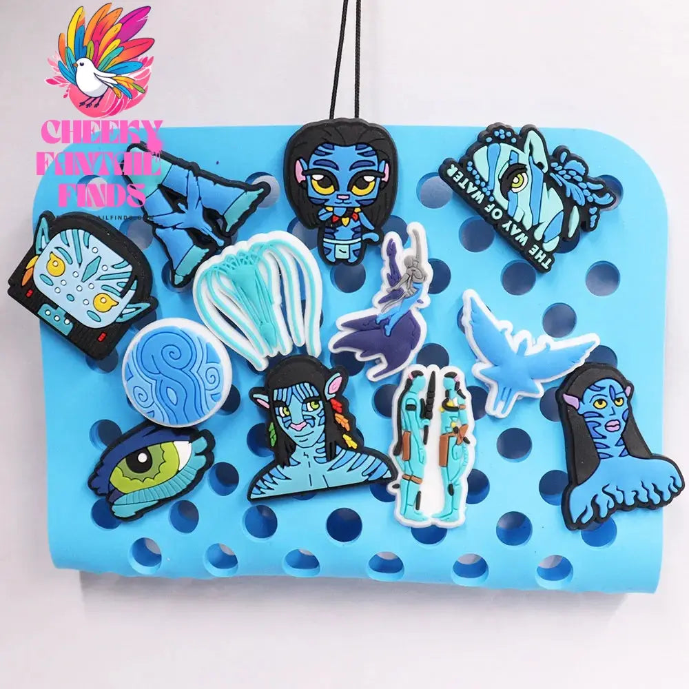 1-12Pcs Blue Avatar The Way of Water Shoe Buckle Charms Man Movie Cheeky Fantail Finds