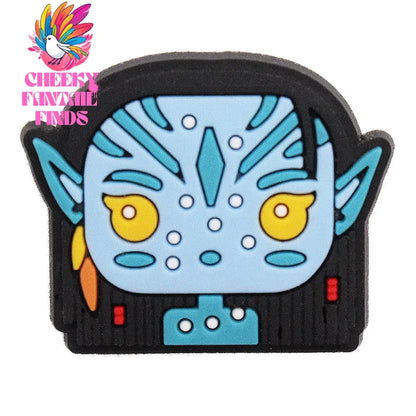 1-12Pcs Blue Avatar The Way of Water Shoe Buckle Charms Man Movie Cheeky Fantail Finds