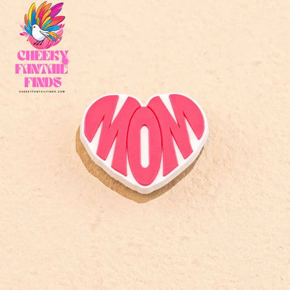 1/12pcs Mom Life Shoe Charms for Women Shoe Decorations Pink Heart Pins for Mother Buckle MaMa Sandal Accessories Ornament - Cheeky Fantail Finds