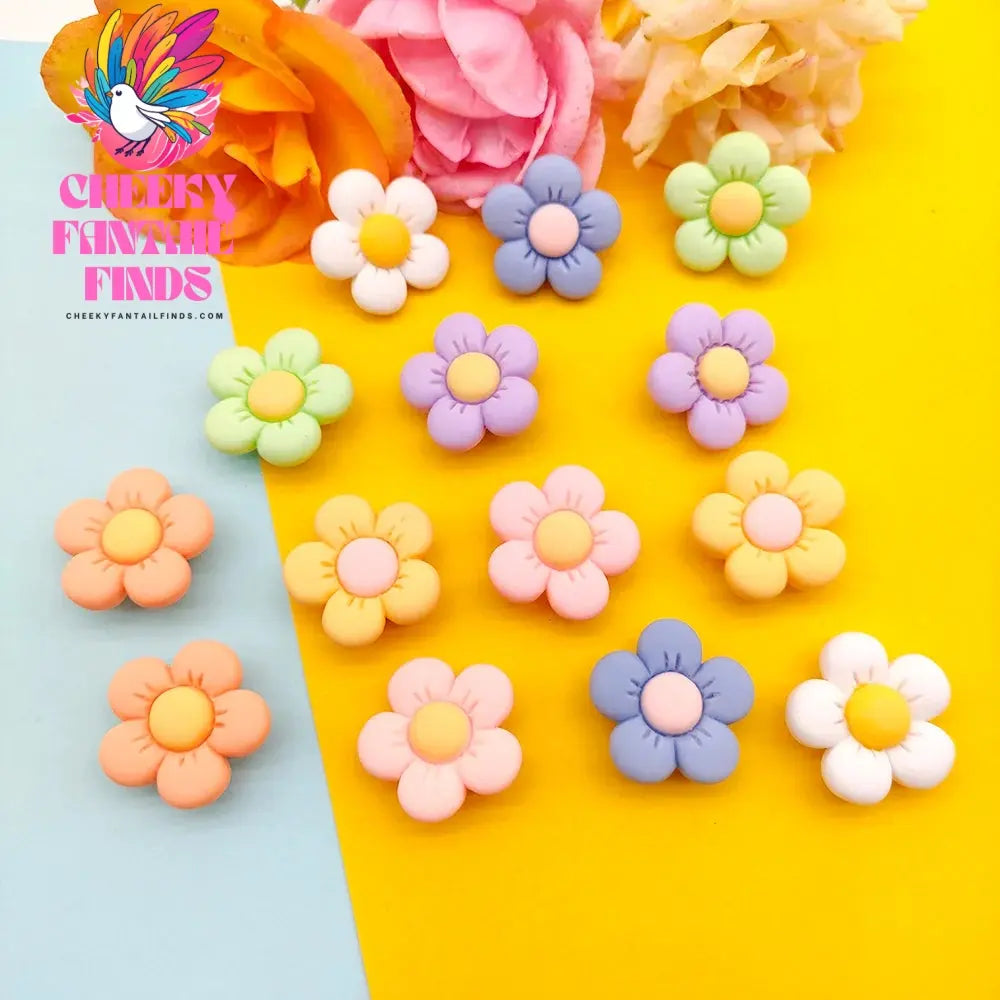 1-14Pcs Petal Colorful Flower Shoe Charms Designer DIY Shoes Decaration For Garden Clogs Accessories Kids Women Girls Gifts - Cheeky Fantail Finds