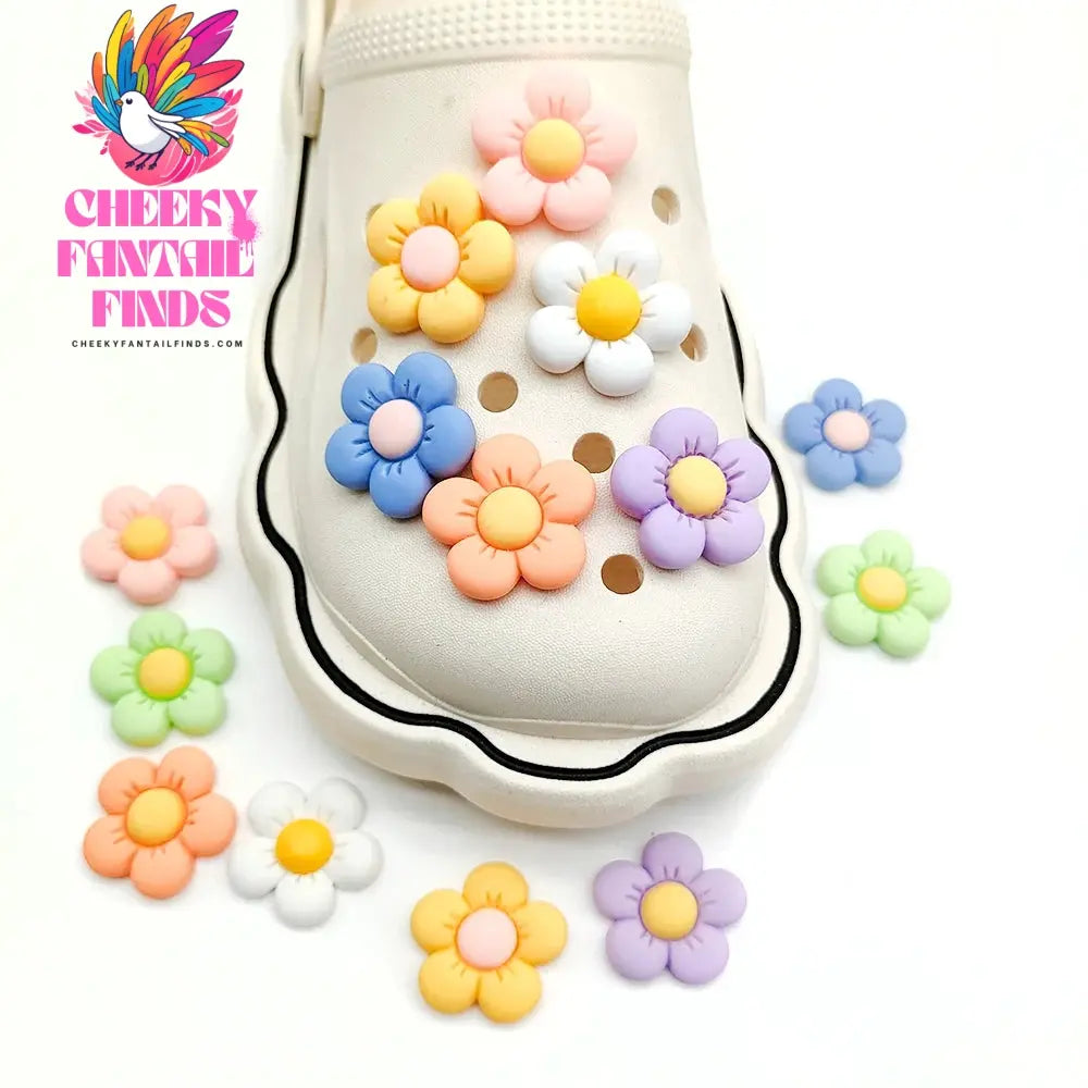 1-14Pcs Petal Colorful Flower Shoe Charms Designer DIY Shoes Decaration For Garden Clogs Accessories Kids Women Girls Gifts - Cheeky Fantail Finds