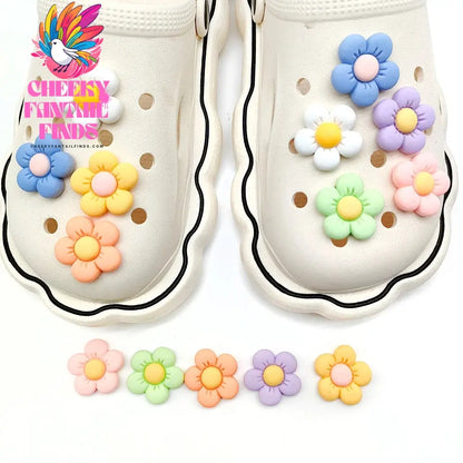 1-14Pcs Petal Colorful Flower Shoe Charms Designer DIY Shoes Decaration For Garden Clogs Accessories Kids Women Girls Gifts - Cheeky Fantail Finds
