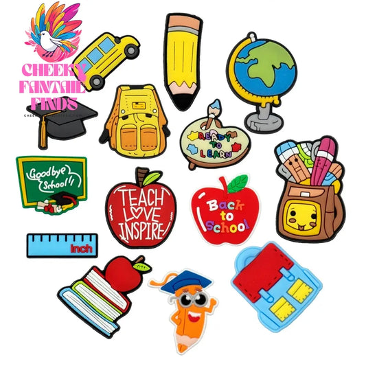 1/14pcs Teacher Life Shoe Charms for Teacher Student Pins Shoe Decorations Pins Sandals Accessories Ornament Back to School Gift - Cheeky Fantail Finds