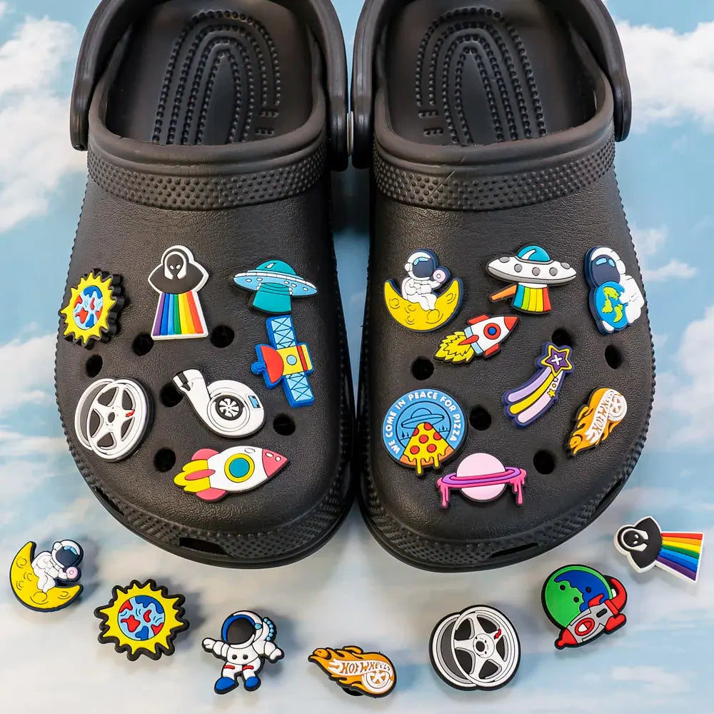 1/16pcs PVC Spaceship Shoe Charms Cartoon Astronaut Cool UFO ET Shoe Accessories Decorations Pins for Men Boy Kids Sandal Gifts - Cheeky Fantail Finds