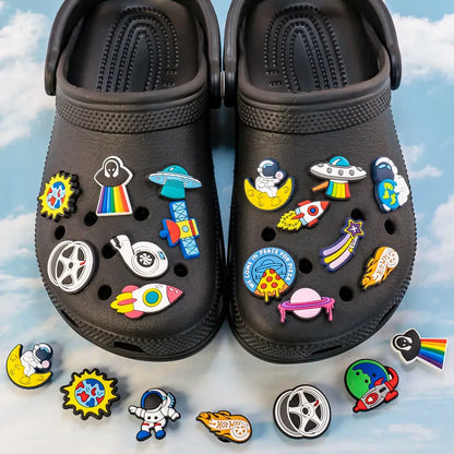 1/16pcs PVC Spaceship Shoe Charms Cartoon Astronaut Cool UFO ET Shoe Accessories Decorations Pins for Men Boy Kids Sandal Gifts - Cheeky Fantail Finds