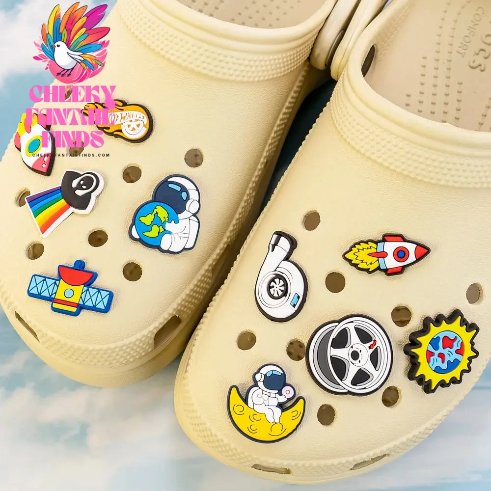1/16pcs PVC Spaceship Shoe Charms Cartoon Astronaut Cool UFO ET Shoe Accessories Decorations Pins for Men Boy Kids Sandal Gifts - Cheeky Fantail Finds