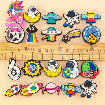 1/16pcs PVC Spaceship Shoe Charms Cartoon Astronaut Cool UFO ET Shoe Accessories Decorations Pins for Men Boy Kids Sandal Gifts - Cheeky Fantail Finds