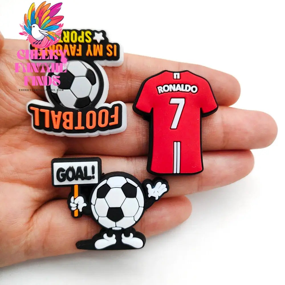 1-18pc Cartoon Football Shoe Charms Design Shoe Decoration Fits For PVC Shoe Accessories Kids Boys Party Gifts - Cheeky Fantail Finds