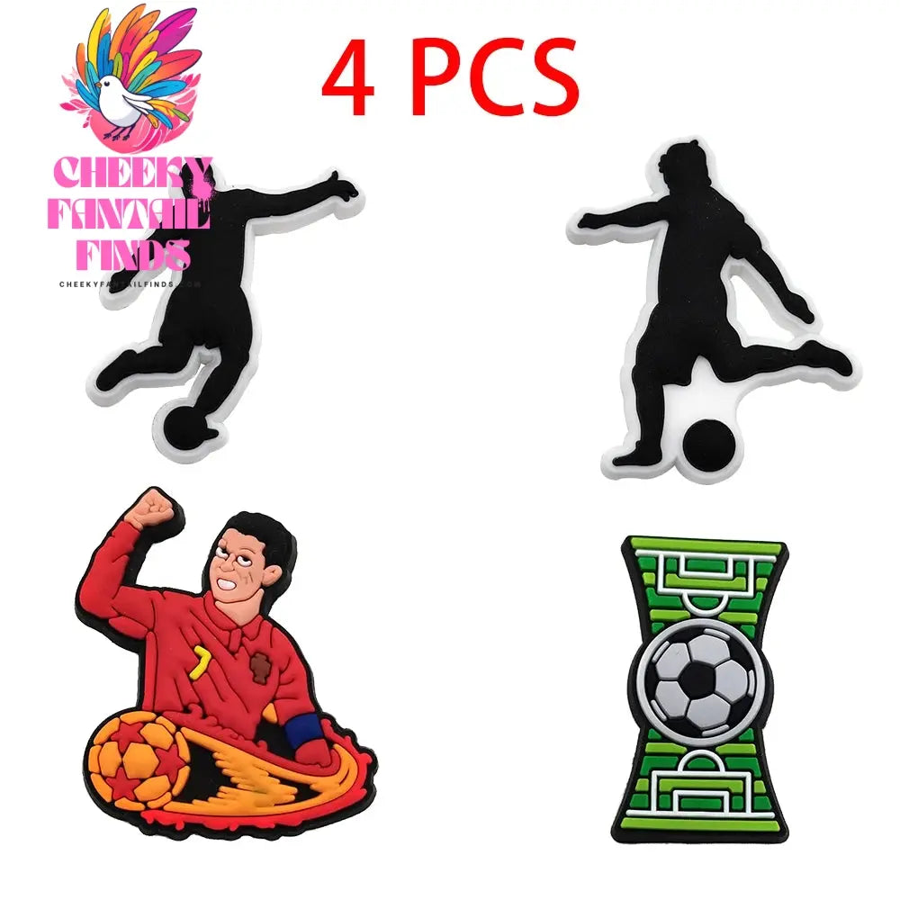 1-18pc Cartoon Football Shoe Charms Design Shoe Decoration Fits For PVC Shoe Accessories Kids Boys Party Gifts - Cheeky Fantail Finds