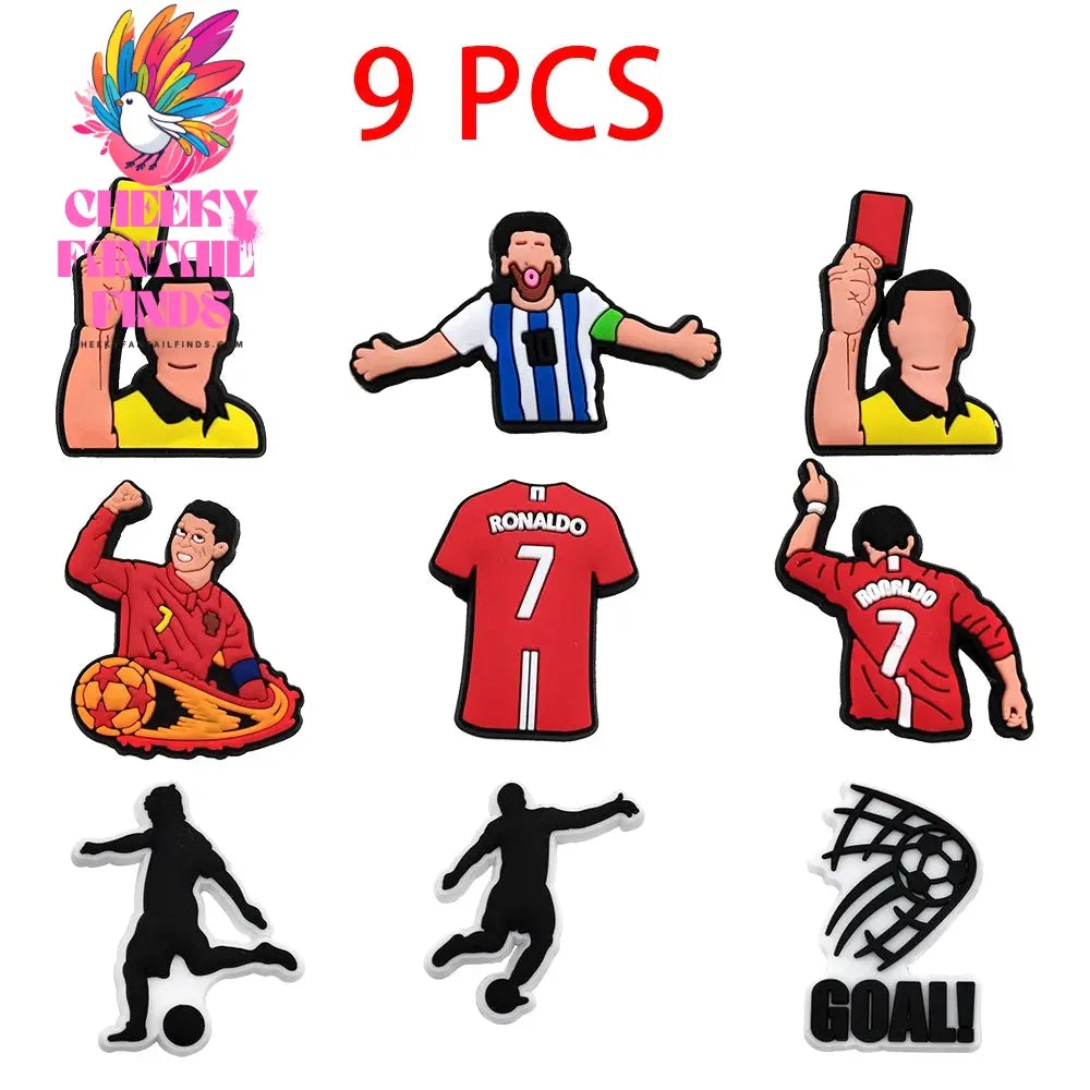1-18pc Cartoon Football Shoe Charms Design Shoe Decoration Fits For PVC Shoe Accessories Kids Boys Party Gifts - Cheeky Fantail Finds