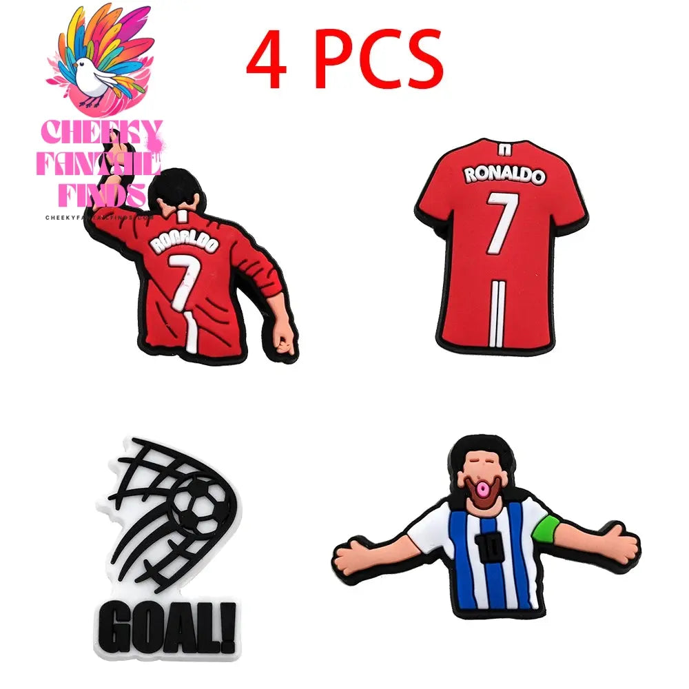 1-18pc Cartoon Football Shoe Charms Design Shoe Decoration Fits For PVC Shoe Accessories Kids Boys Party Gifts - Cheeky Fantail Finds