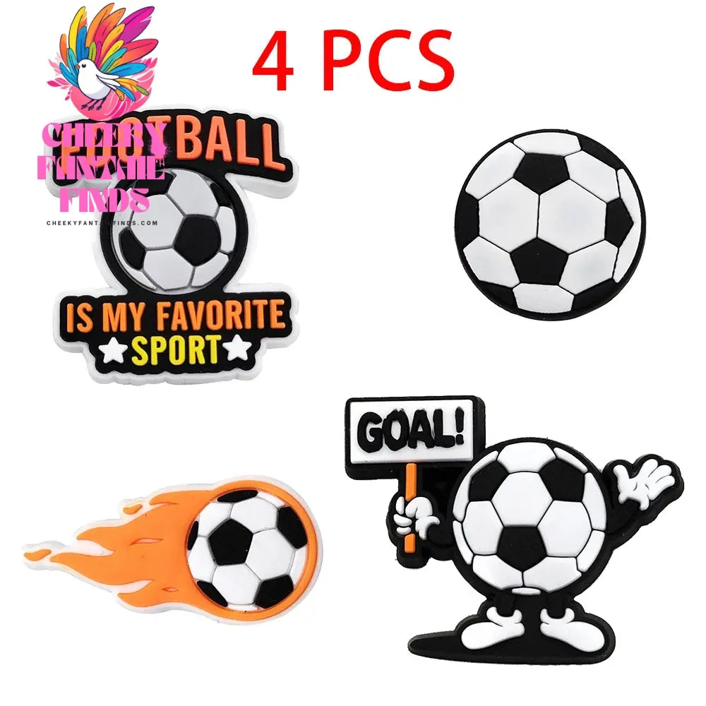 1-18pc Cartoon Football Shoe Charms Design Shoe Decoration Fits For PVC Shoe Accessories Kids Boys Party Gifts - Cheeky Fantail Finds