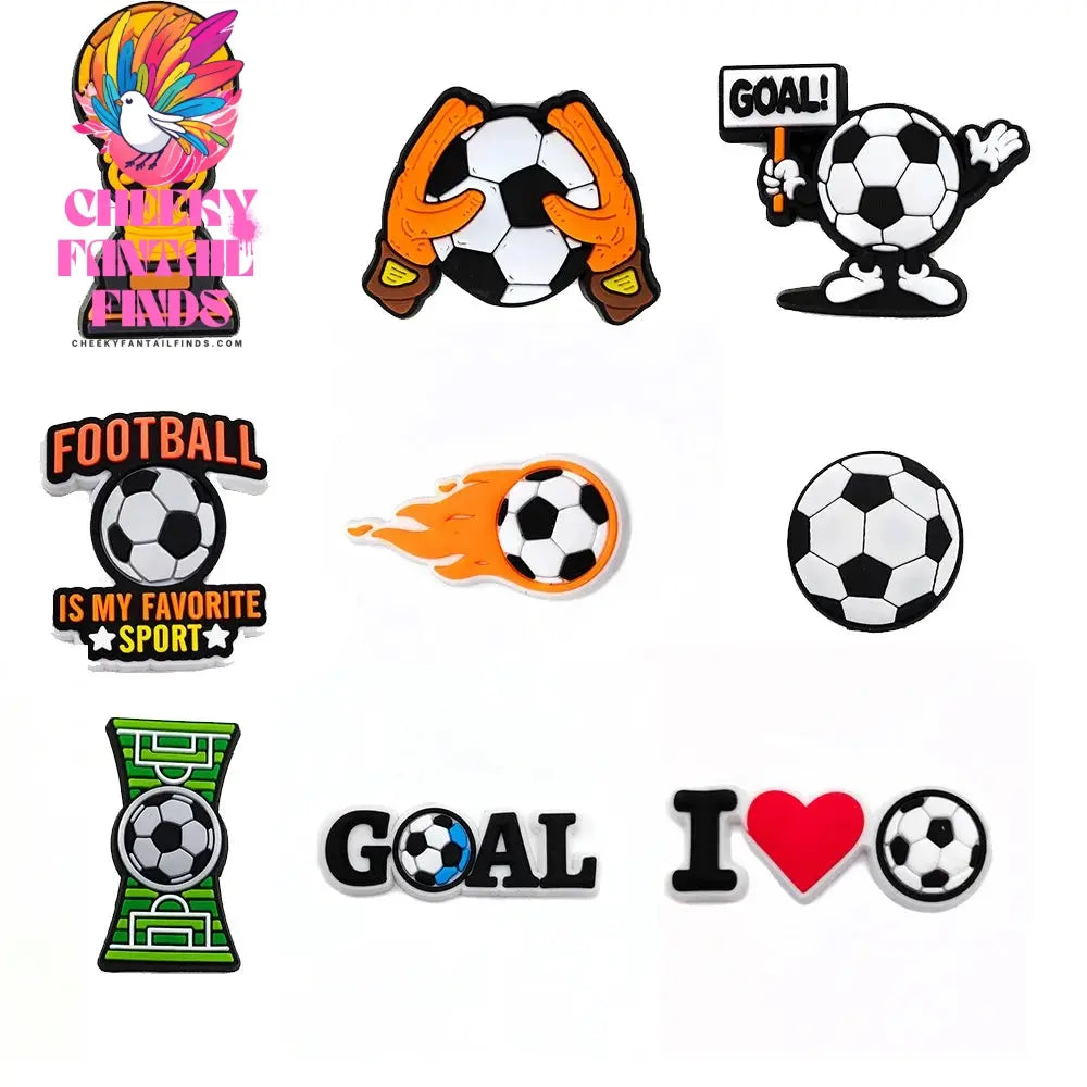 1-18pc Cartoon Football Shoe Charms Design Shoe Decoration Fits For PVC Shoe Accessories Kids Boys Party Gifts - Cheeky Fantail Finds